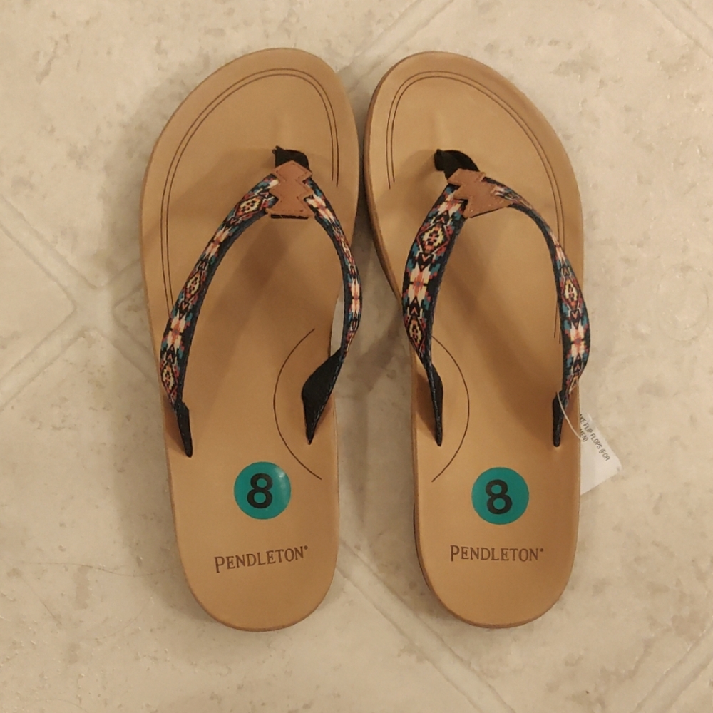 New!WOMENS CARICO LAKE FLIP FLOPS Pendleton Women's Multicolor Sandals Y2K